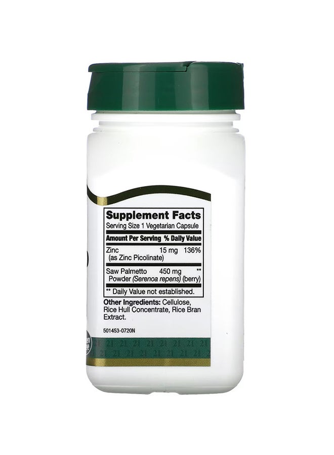 21st Century Saw Palmetto Supplement 450mg - 60 Vegetarian Capsules - Image 2